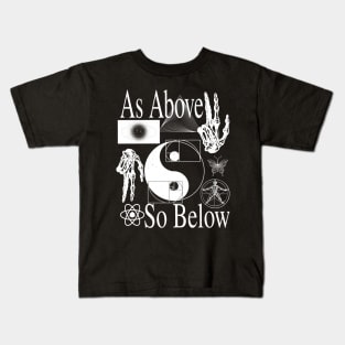 As Above So Below - Black Psychedelic Sacred Geometry Yin & Yang Kids T-Shirt